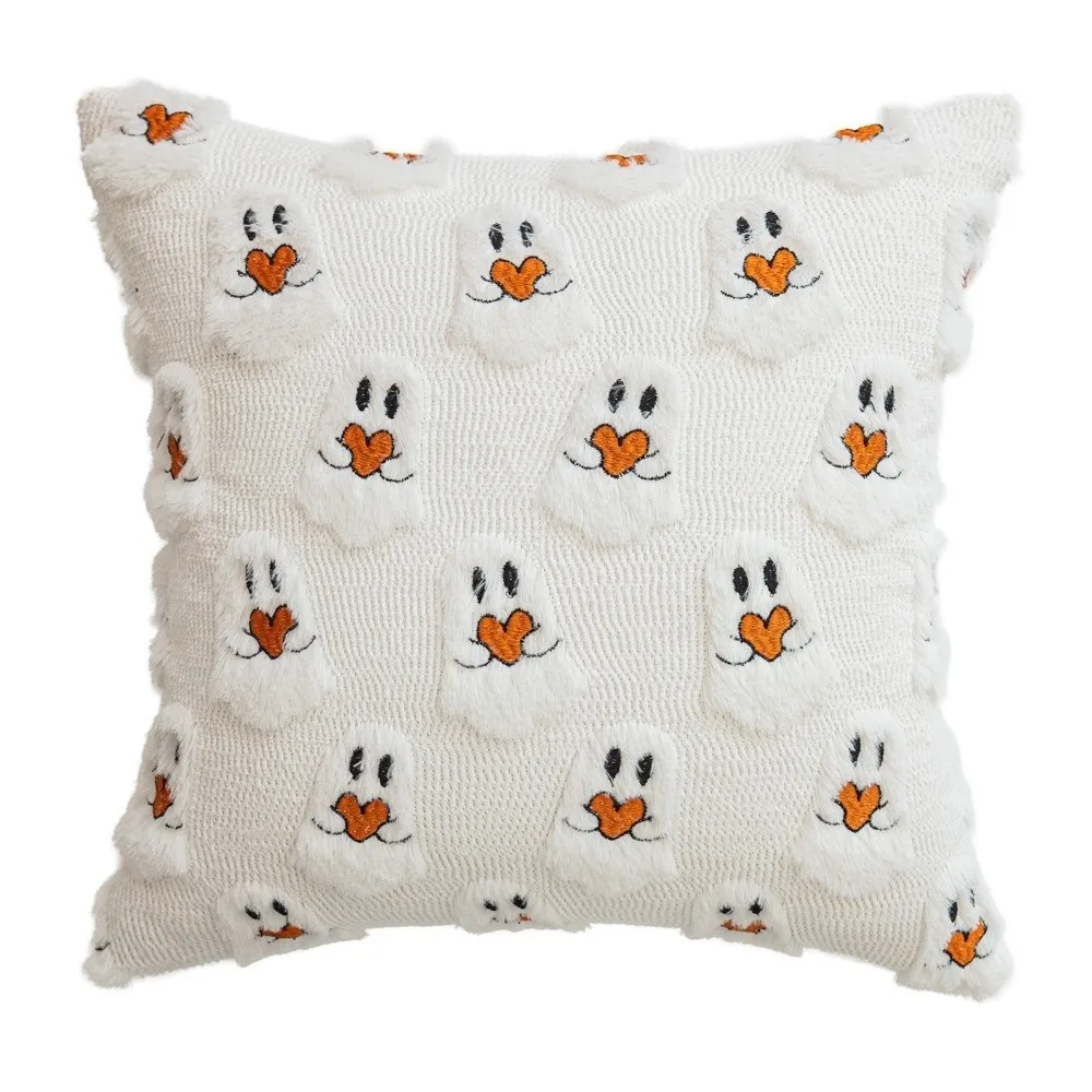

Reusable Ghost with Heart Throw Pillow Cover Square Washable Pillow Case 45X45CM Cushion Covers Thanksgiving