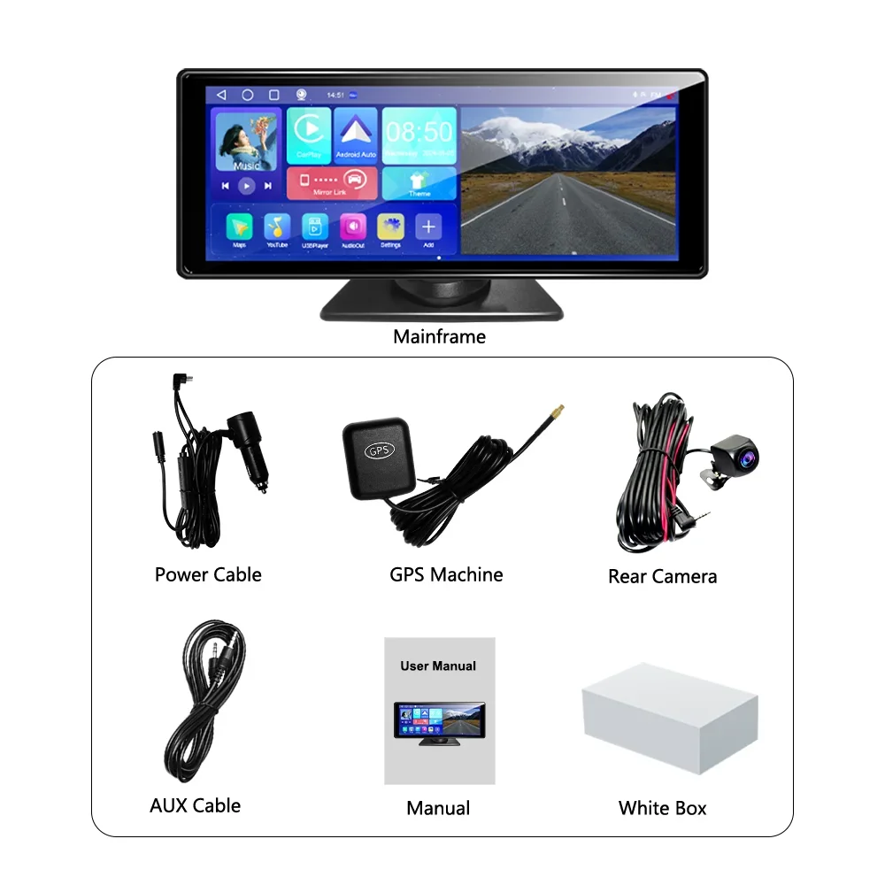 نظام أندرويد 4G WIFI 10.26 بوصة Carplay وAndroid Auto 4g Siri/google YouTube Assistant مشغل الوسائط المتعددة Adas Gps DVR