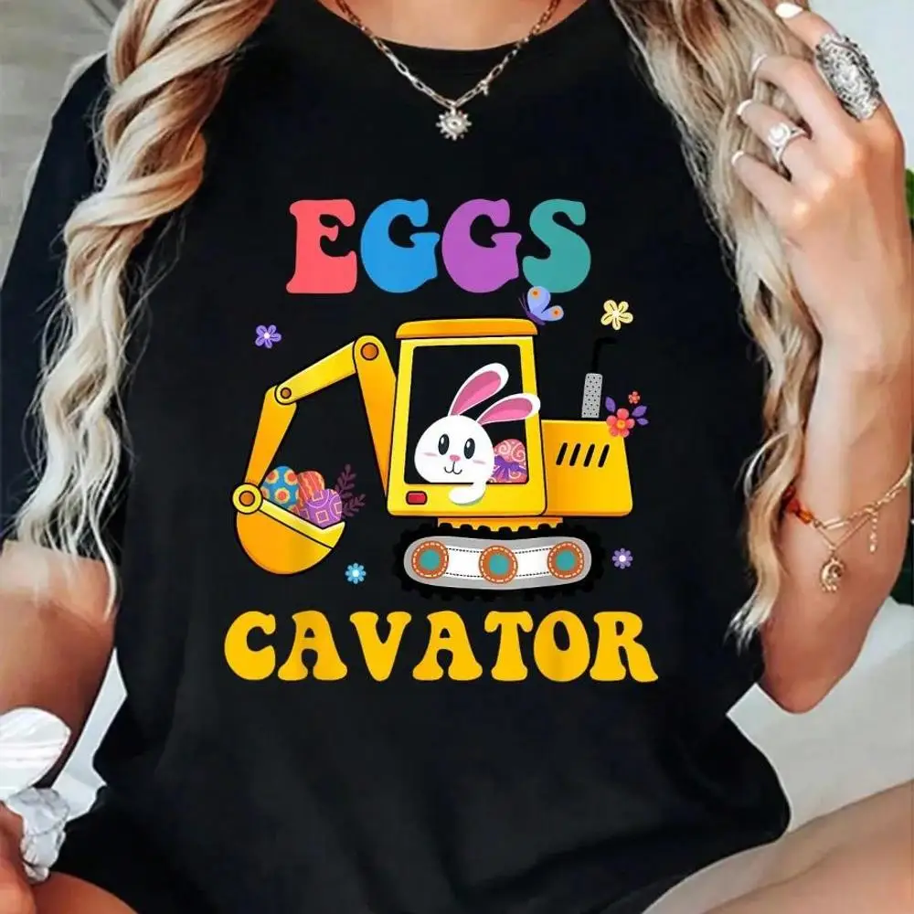 100_ Cotton EggsCavator Easter Day Excavator Hunting Egg Bunny T-Shirt Men s Women s Soft Breathable Tee Classic Fashion Summer Tops Printing Sho