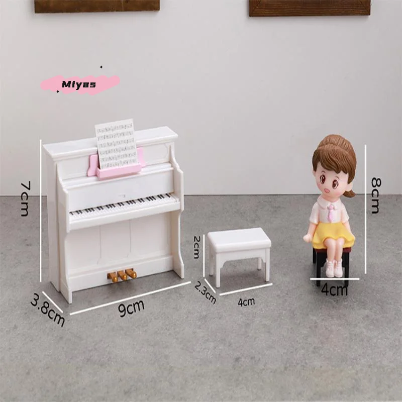 1 ensemble de meubles de Piano simulé pour maison de poupée, modèle de jouet, Instruments de musique miniatures, maison de poupée, accessoires de scène de maison de jeu