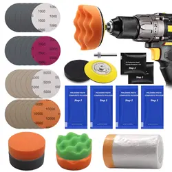 3 Inch Car Headlight Restoration Kit with Drill Buffing Sponge Polishing Pads Headlight Lens Cleaner and Restorer,37PCS