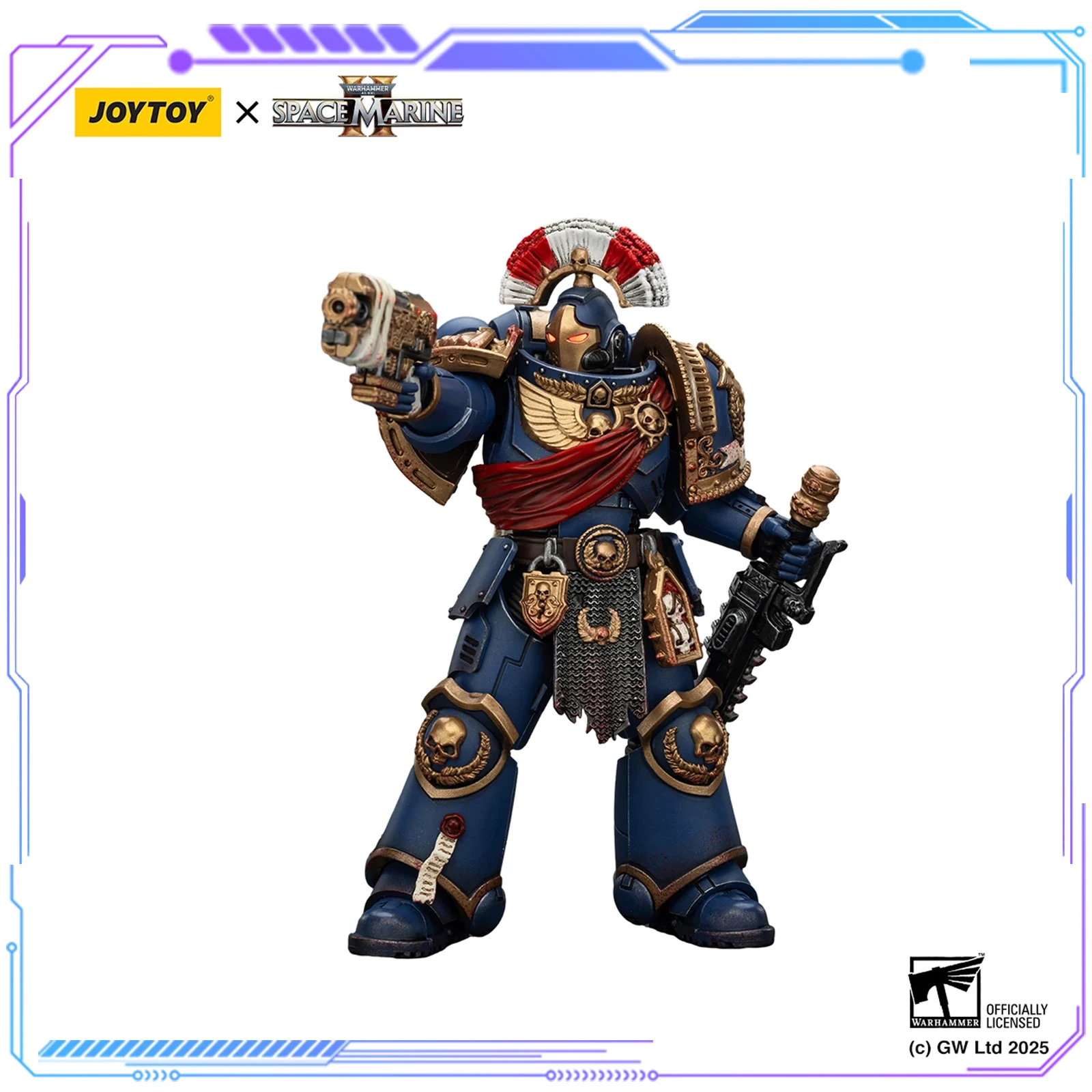 

JOYTOY Warharmer 40K Ultramarines Relic Secundus Armor со стрелковым болтом, винтовкой, цепным словом и болтовым пистолетом, экшн-фигурка 1/18