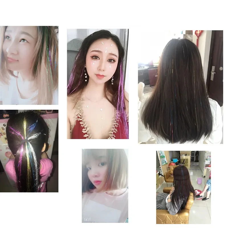 Accesorios de extensión de cabello ostentosos de 93cm, extensiones de cabello de alambre metálico brillante de oro láser, herramienta de trenzado de