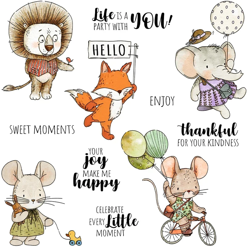 

Металлические вырубные ножи и силиконовые штампы с милыми мультяшными животными и воздушными шарами для скрапбукинга и открыток