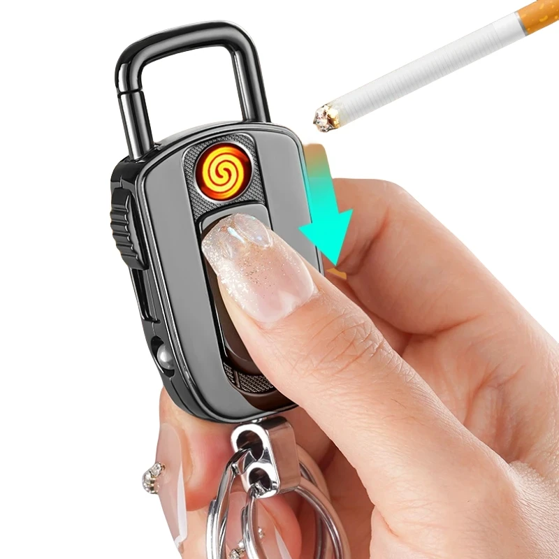 

Keychain flashlight tungsten wire lighter three in one multifunctional metal windproof and silent charging cigarette lighter