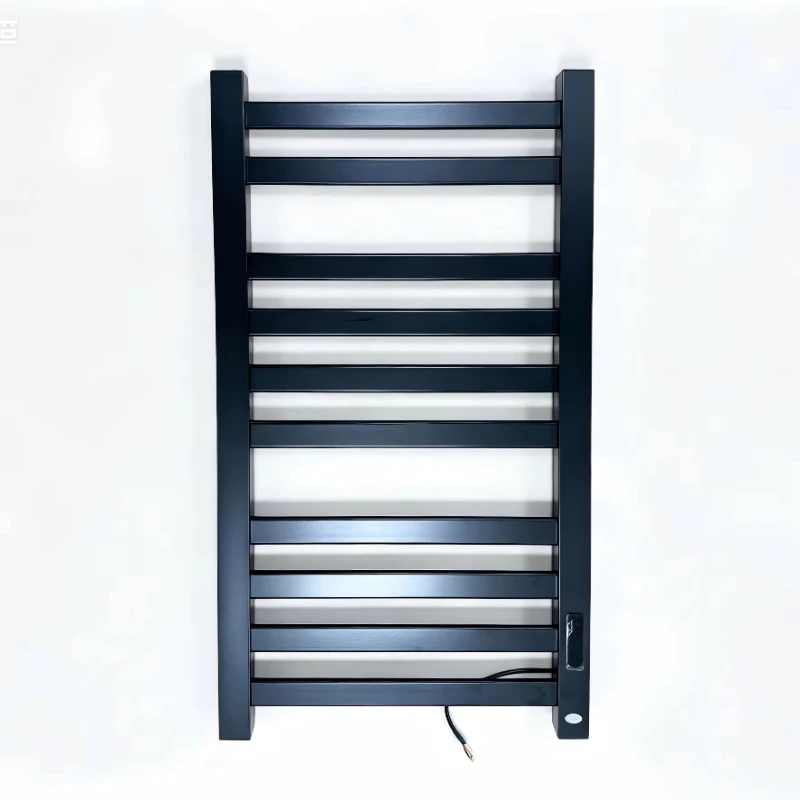Quick-heating aluminum square tube towel rack, large hanging space, wall-mounted