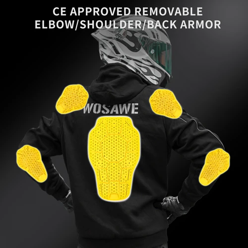 Imagen 2 del producto WOSAWE-Sudadera con capucha para motocicleta, ropa reflectante para Motocross, chaquetas de malla interior para motocicleta, equipo de protección CE extraíble