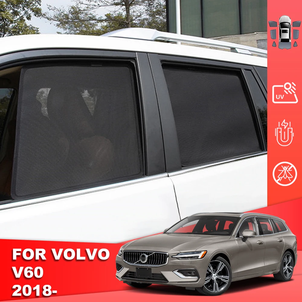 

For Volvo V60 MK2 2019-2024 Magnetic Car Sunshade Shield Front Windshield Frame Curtain Rear Side Baby Window Sun Shade Visor