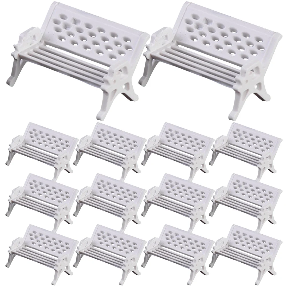 

16 Pcs Park Chair Decoration Micro Bench Model Mini Sand Table Accessory Miniature Ornament White Scene Layout Props