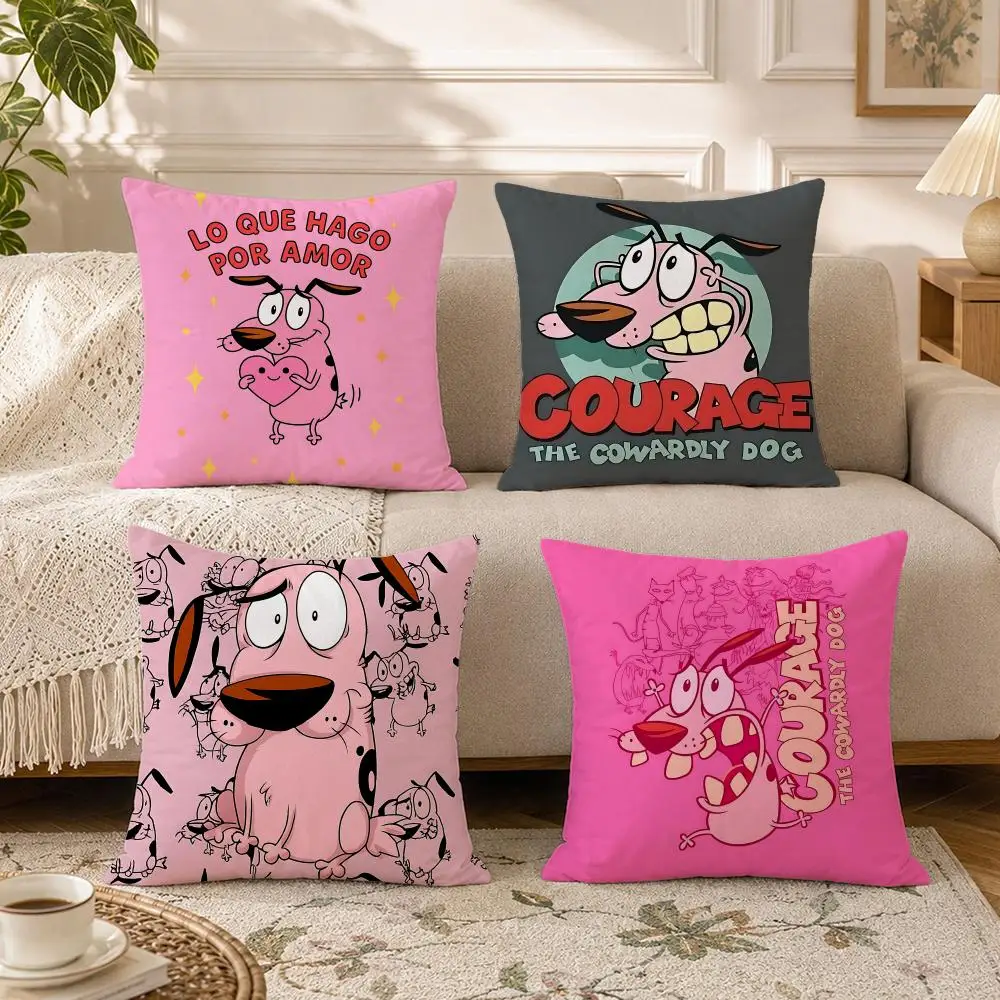 Animation-Courage the Cowardly DogS Cushion Cover Soft Square Throw Pillow Covers Set for Sofa Bedroom Car Home Decoration