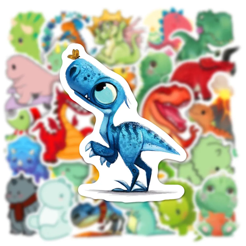 50pcs Cute Dinosaur Stickers Stationery Notebook Scrapbook Phone Pad Cartoon Waterproof Decals for Kids Children Classic Fun Toy