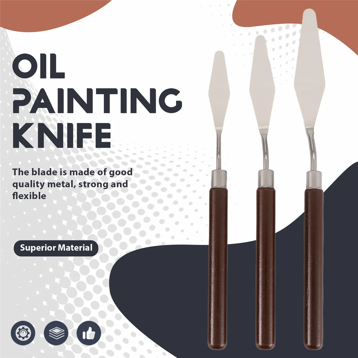 AT77 7-teiliges Ölgemälde-Messer-Set, Ölgemälde, Schaufel, Ölgemälde, Palettenmesser, Öl- und Acryl-Malwerkzeuge zum Farbmischen