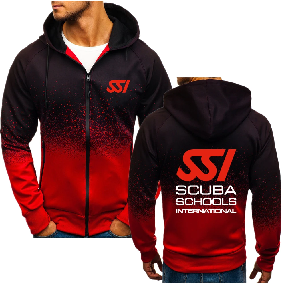 Spring Casual Selling Gradient Color Hoodie Men Scuba Schools International SSI Logo Print Customizable Logo Zip Hoodie Jacket