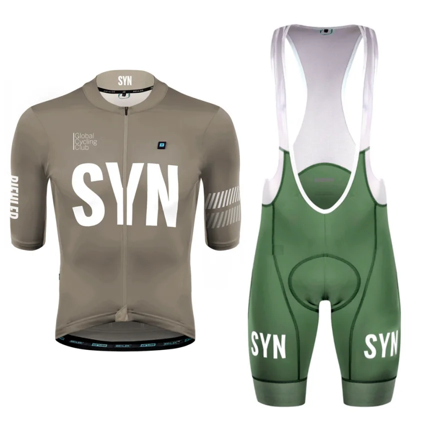 2025 Men's cycling suit SYN Gray short sleeve cycling Jersey MTB Clothing Aero Bicycle Shirts And Bib Shorts