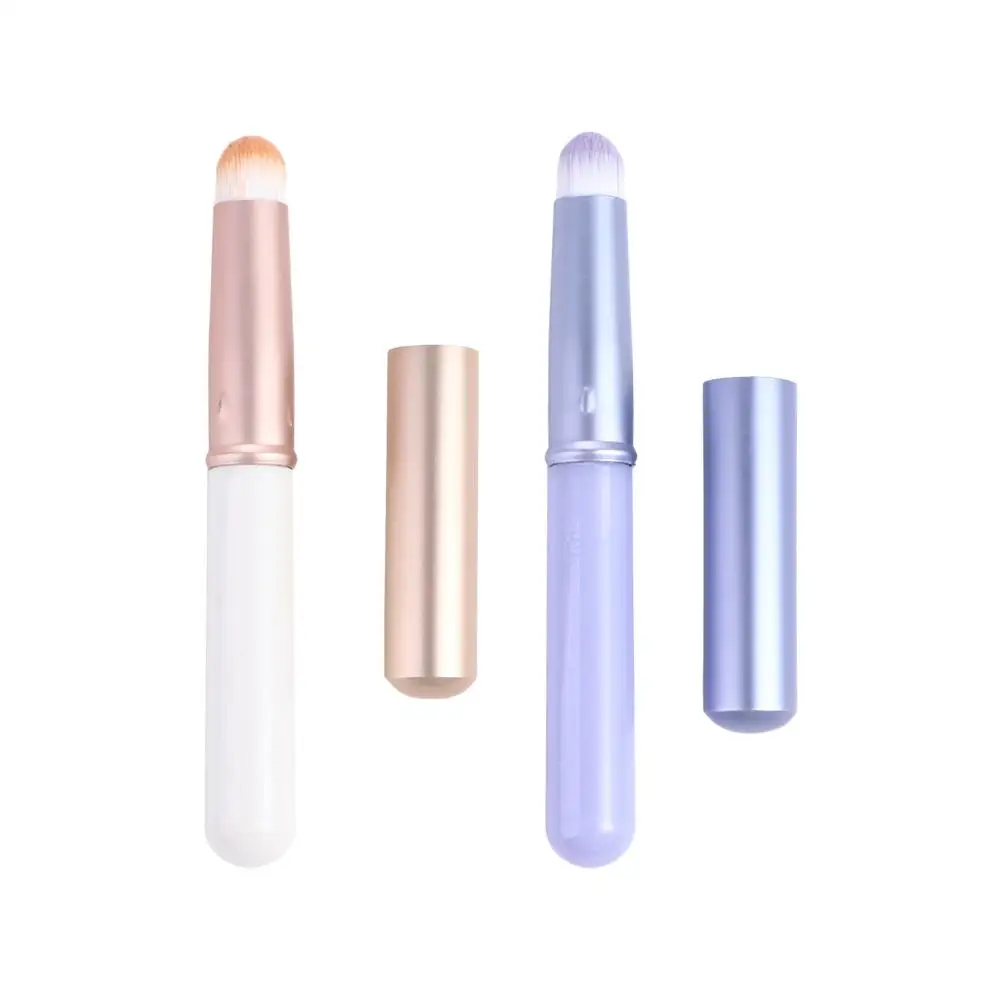 Portable Mini Lipstick Blending Makeup Brushes Concealer Lip Gloss Brush Round Head Lip Brush With Cover for Beauty Tools