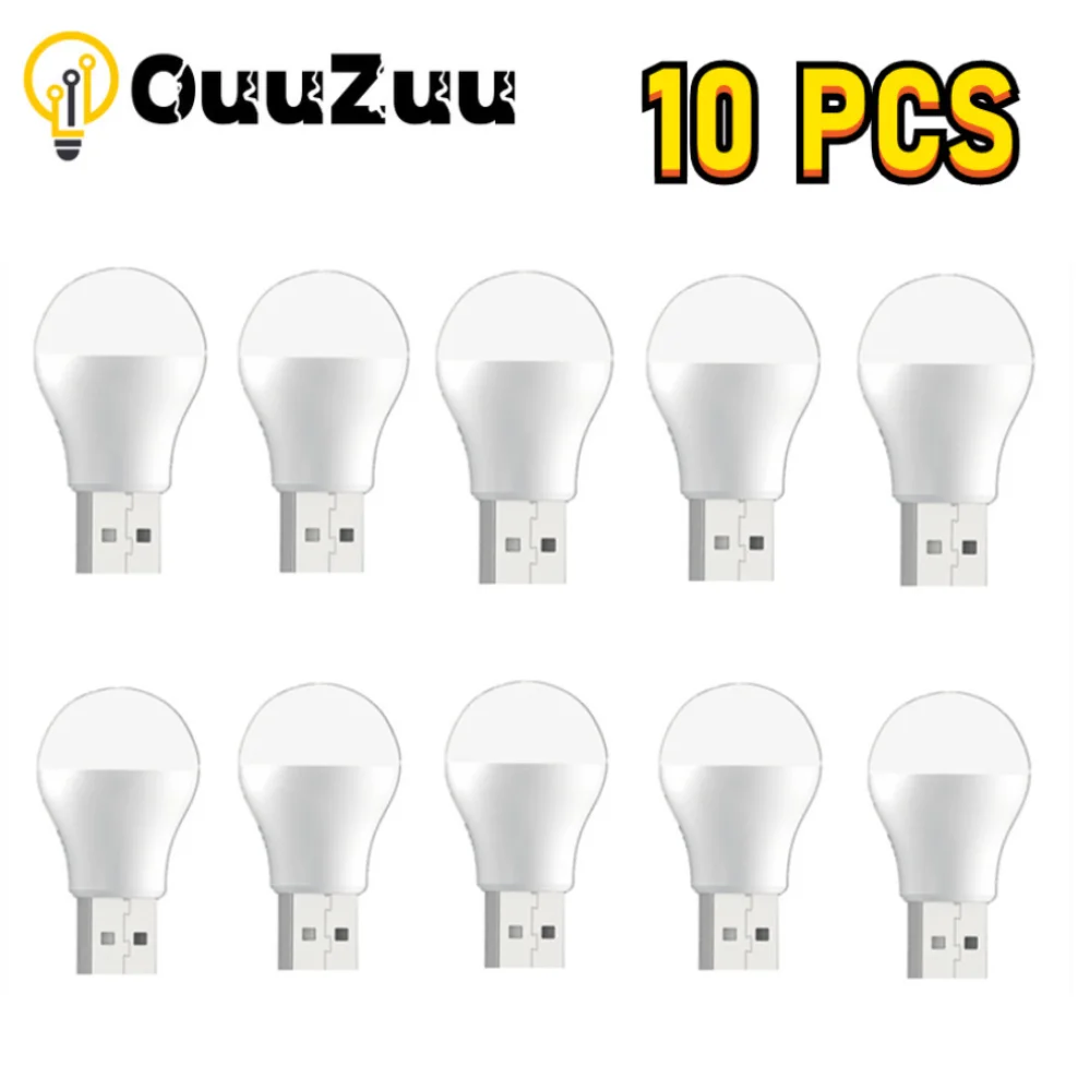 

10 pcs Mini USB Plug Lamp 5V 1W Super Bright Eye Protection Book Light Computer Mobile Power Charging USB Small LED Night Light