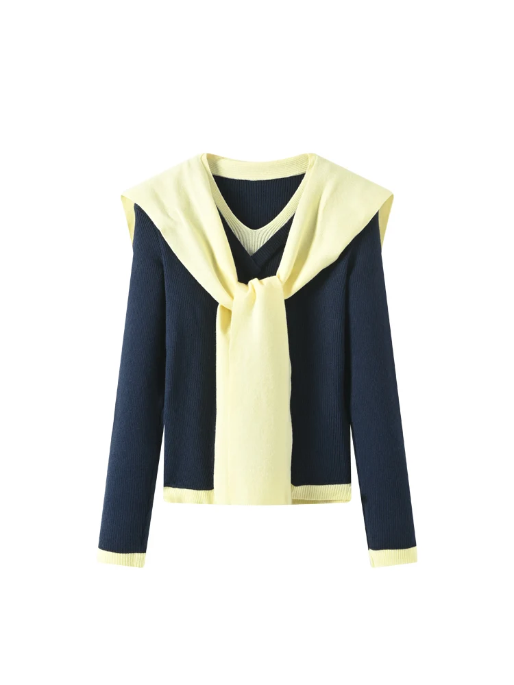 plus Size V-Ne Knitwear oulder awl Dames Faion College Sle Age-Defng Trendy Top Polyestervezel Lang Sve