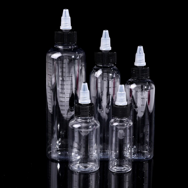 Plastic PET Dropper Bottles 30ml/60ml/100ml/120ml/250ml with Twist Top Cap Tattoo Ink Containers Liquid Capacity Juice Container