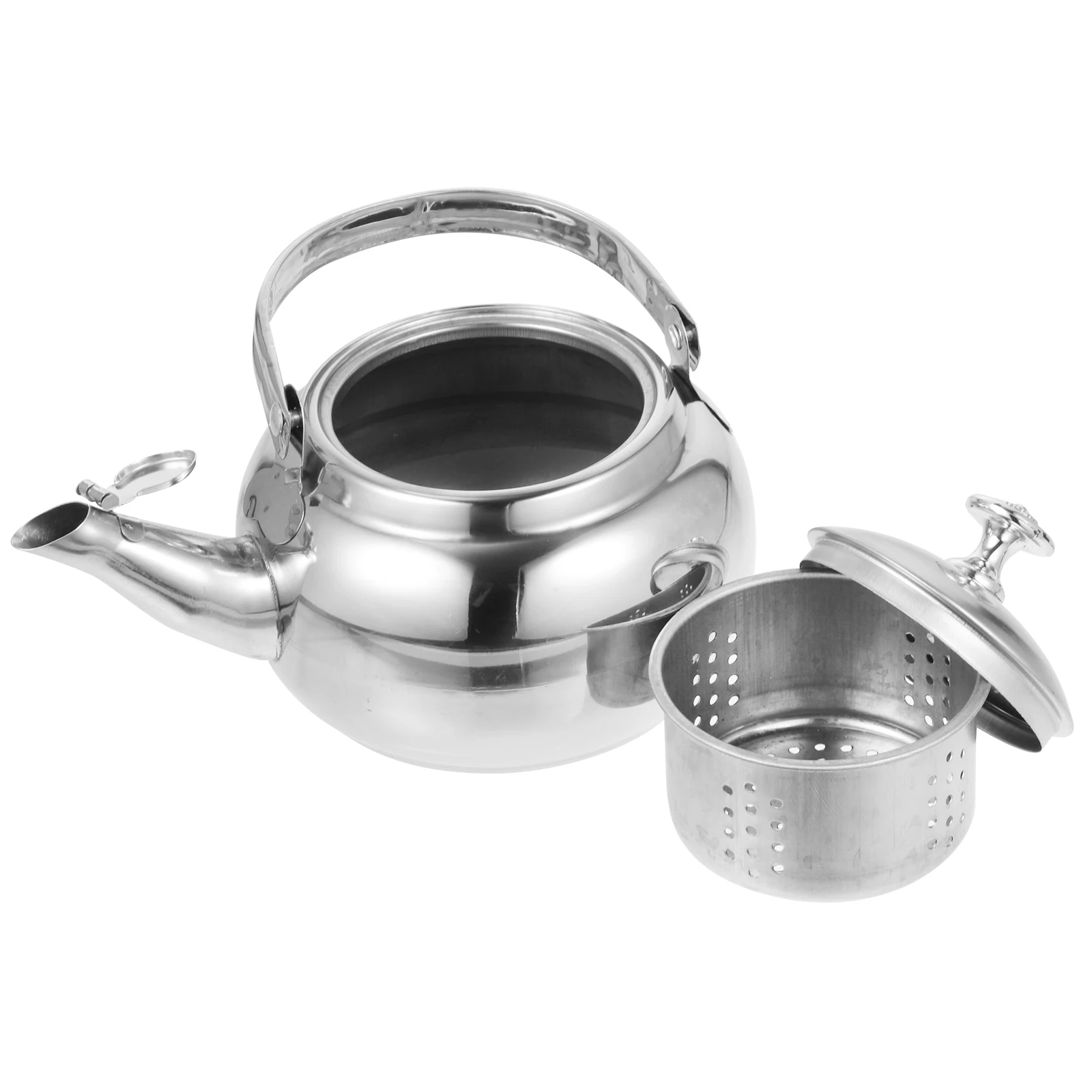 

Stainless Steel Teapot 14cm Silver Kettle with Filter Cold Water Home Tea Kettle Ergonomic Handle Heat Resistant Non Rust Picnic