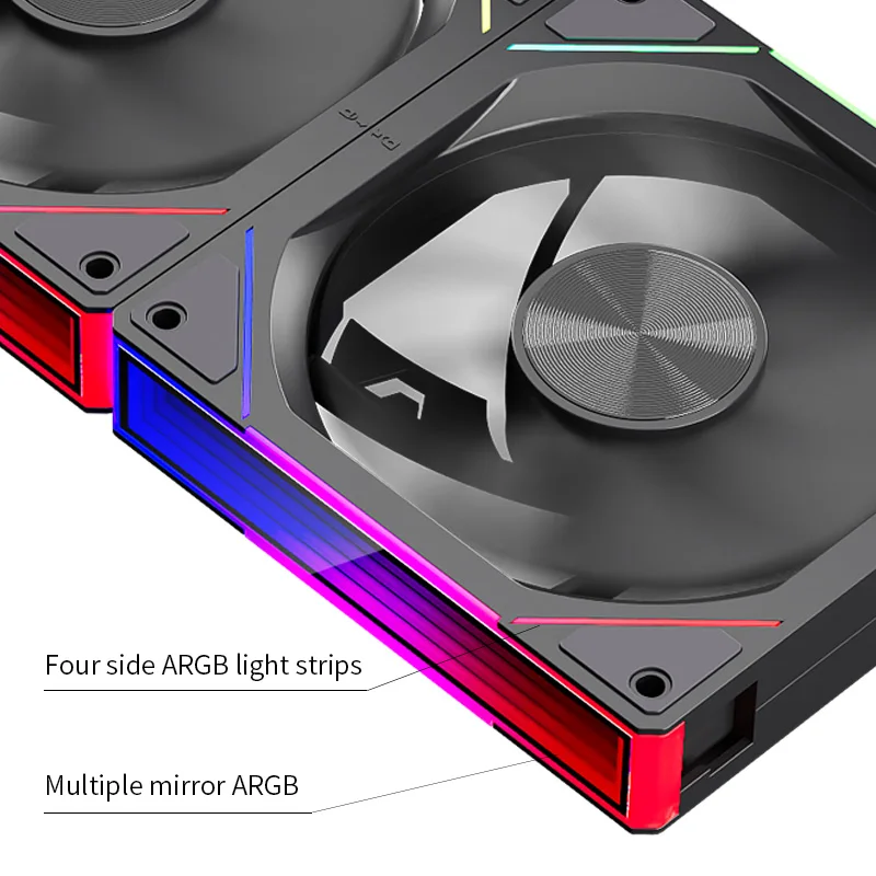 Imagem -02 - Ventilador Case pc Ciclo Espelho Luz Argb Textura cd Siloroso Pwm 8002000rpm Radiador de Refrigeração de Água 12cm em Teucer-jm5