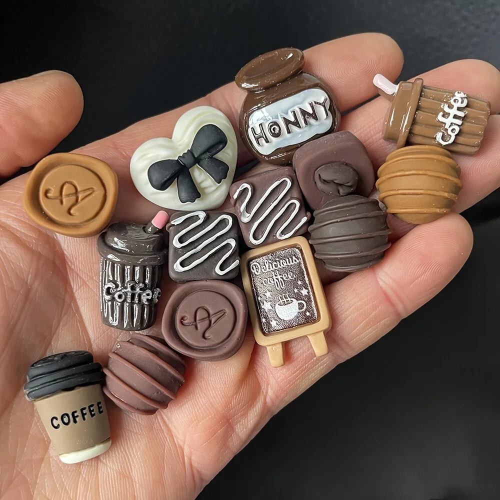 10pcs Coffee Chocolate Simulated Food Refrigerator Magnets, Kawaii Refrigerator Magnets, Whiteboard Stickers