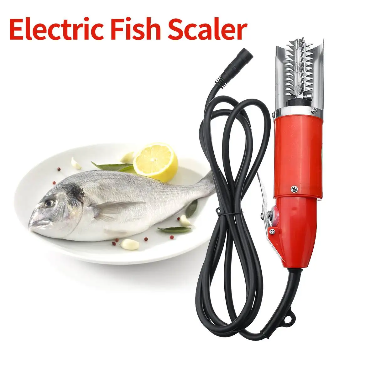 120W Waterproof Electric Fish Scale Scraper Fishing Scalers Clean Easy Fish Stripper Remover Cleaner Tool Charging Adapter