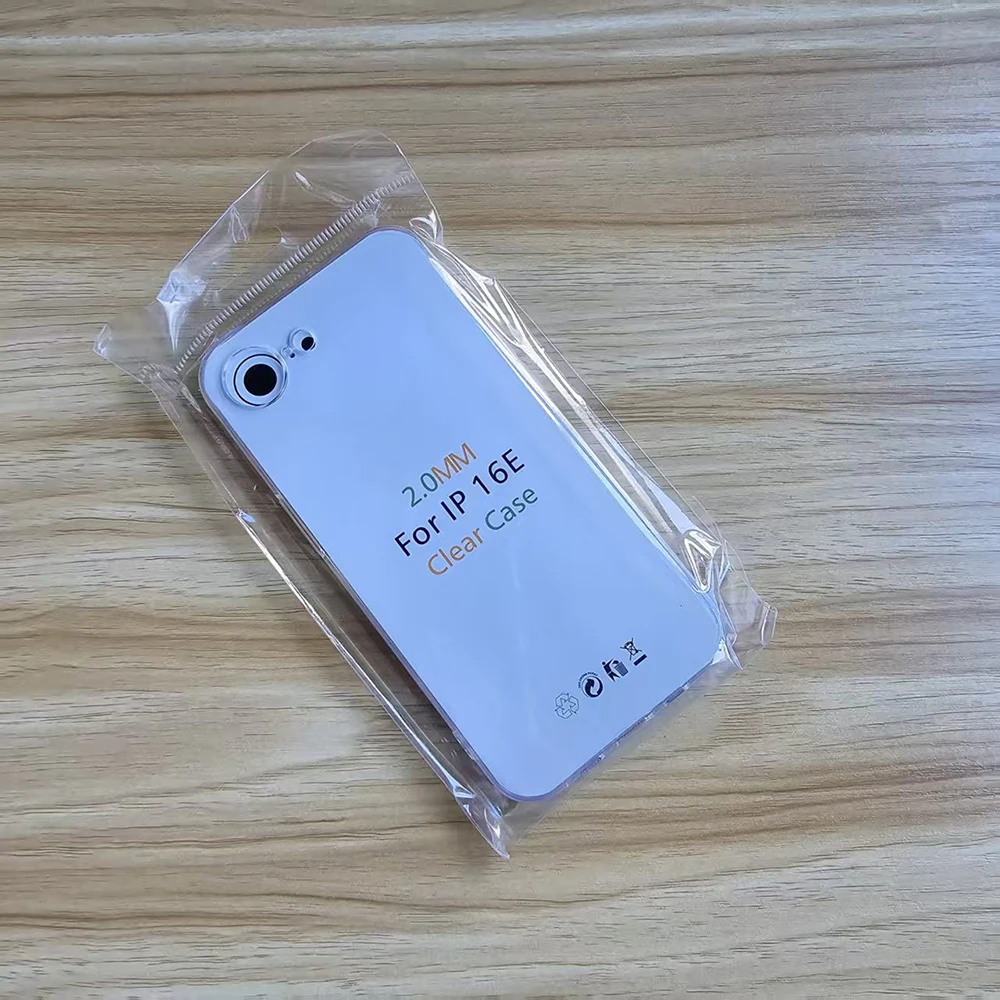 2,0 mm klare Hülle für iPhone 16E, weiche TPU-Hülle für iPhone 16E, transparente Handyhülle