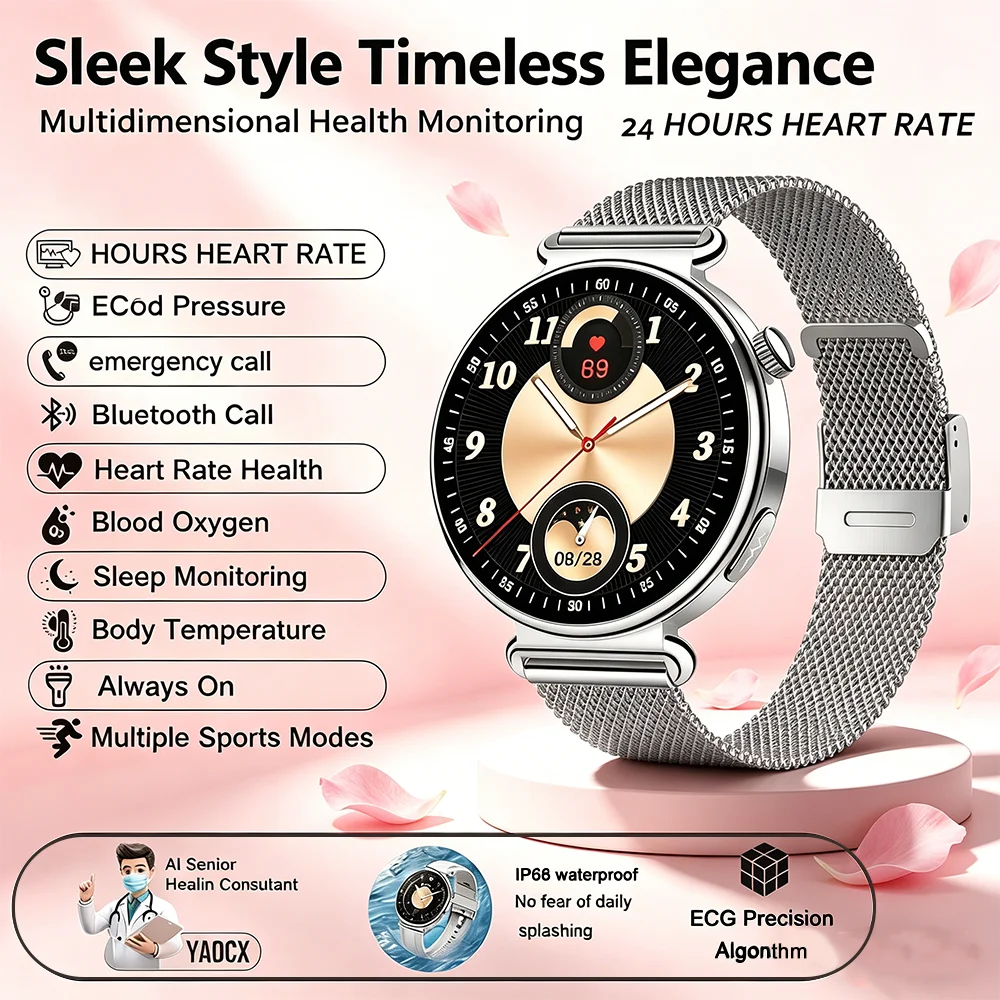 2026 senhoras fitness smartwatch modo esporte chamada bluetooth sono freqüência cardíaca pressão arterial oxigênio todo o monitoramento de saúde relógio