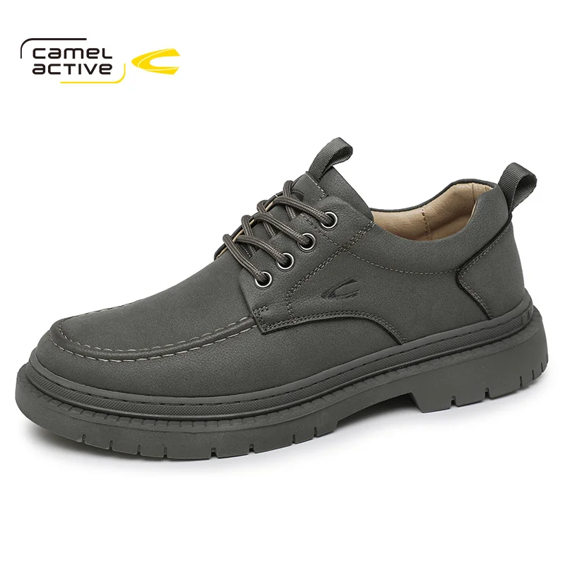 Camel Active Men Oxfords Lace-up Autumn New Breathable Man Split Leather Men\'s Trend Casual Shoes DQ120153