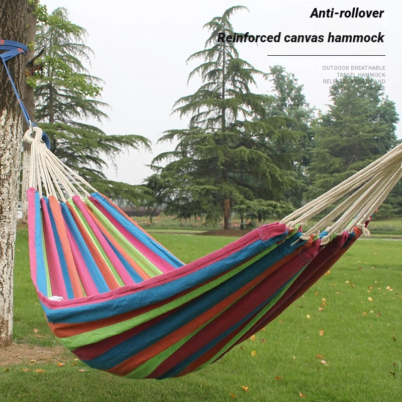 

Double Outdoor Hammock, Folding Camping, Woven Canvas Swing, Bent Rod, Portable Hanging Chair, Wholesale For Two People