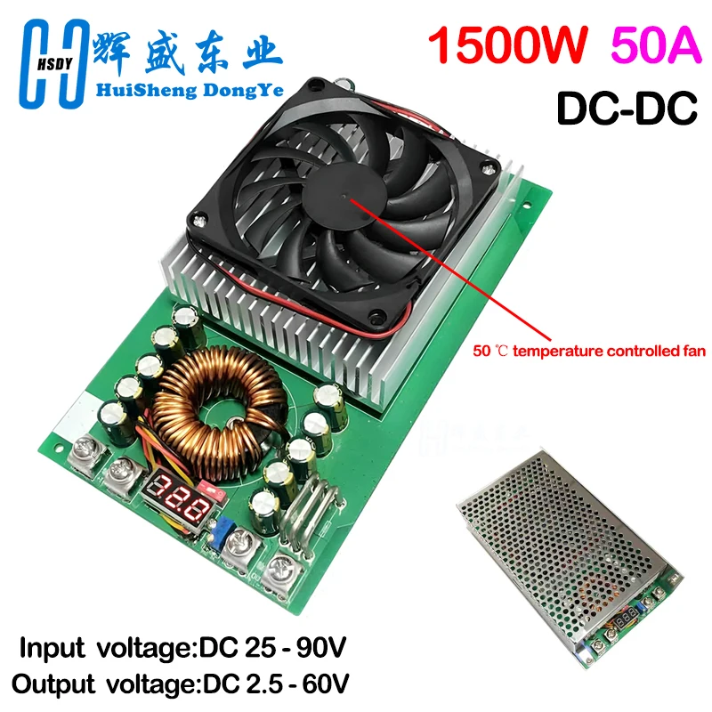 50A 1500W 25-90V To 2.5-60V Step-Down Power Module Adjustable Regulated Voltage Power Supply Buck Converter