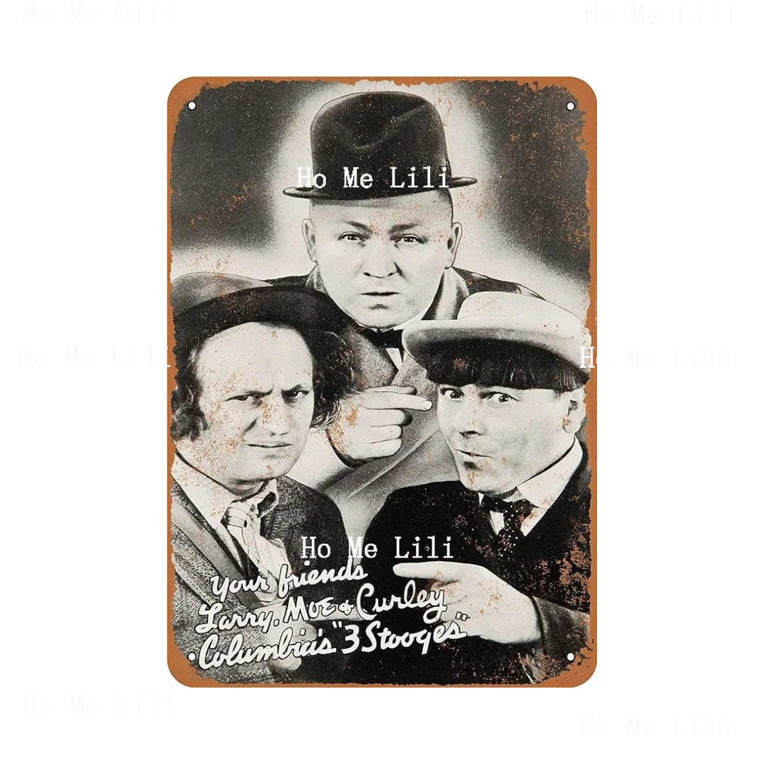 Vintage Tin Sign Three Stooges Funny Home Decor Room Art