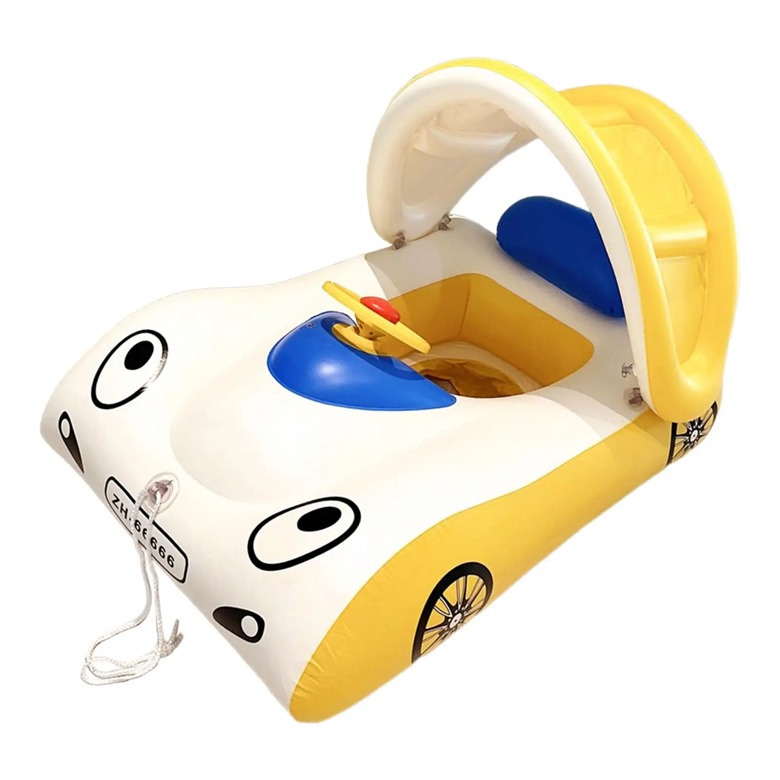 Swimming Rings with Steering Wheel Pool Toys Canopy Bathtub Toys Infant Seat Boat for Surfing Holidays Bathing Summer Party