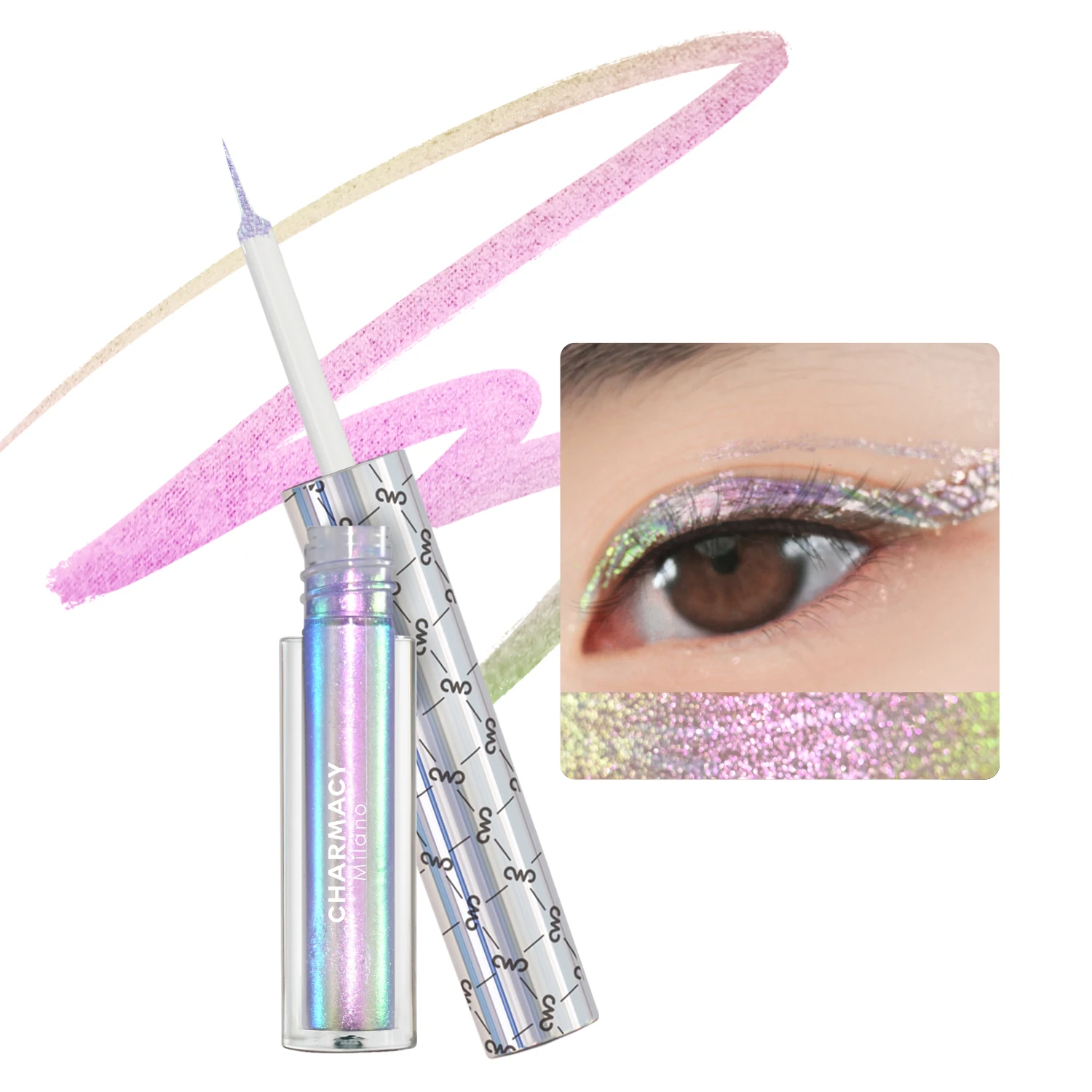 CHARMACY New Color Duochrome Glitter Liquid Eyeliner Waterproof Long-lasting Ultra-Fine Tip Smudge-proof Eye Liner Makeup