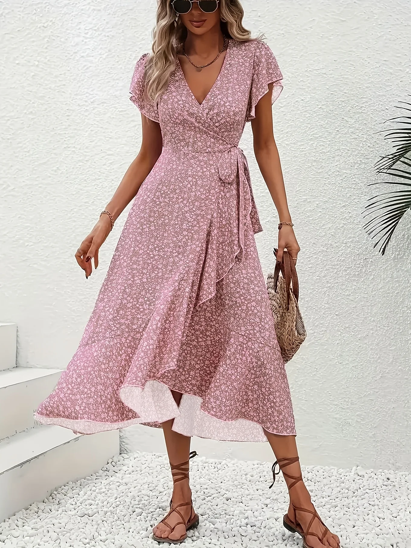 فستان نسائي منسوج كبير الحجم كاجوال بوهيمي ماكسي صيفي على شكل حرف A ملابس طويلة بطول كامل #1