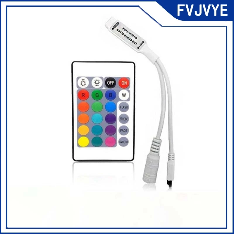 DC 12V RGB LED Controller Mini 24 keys RGB IR Remote Controller for RGB LED Strips Small RGB Controller Led Tape .A2