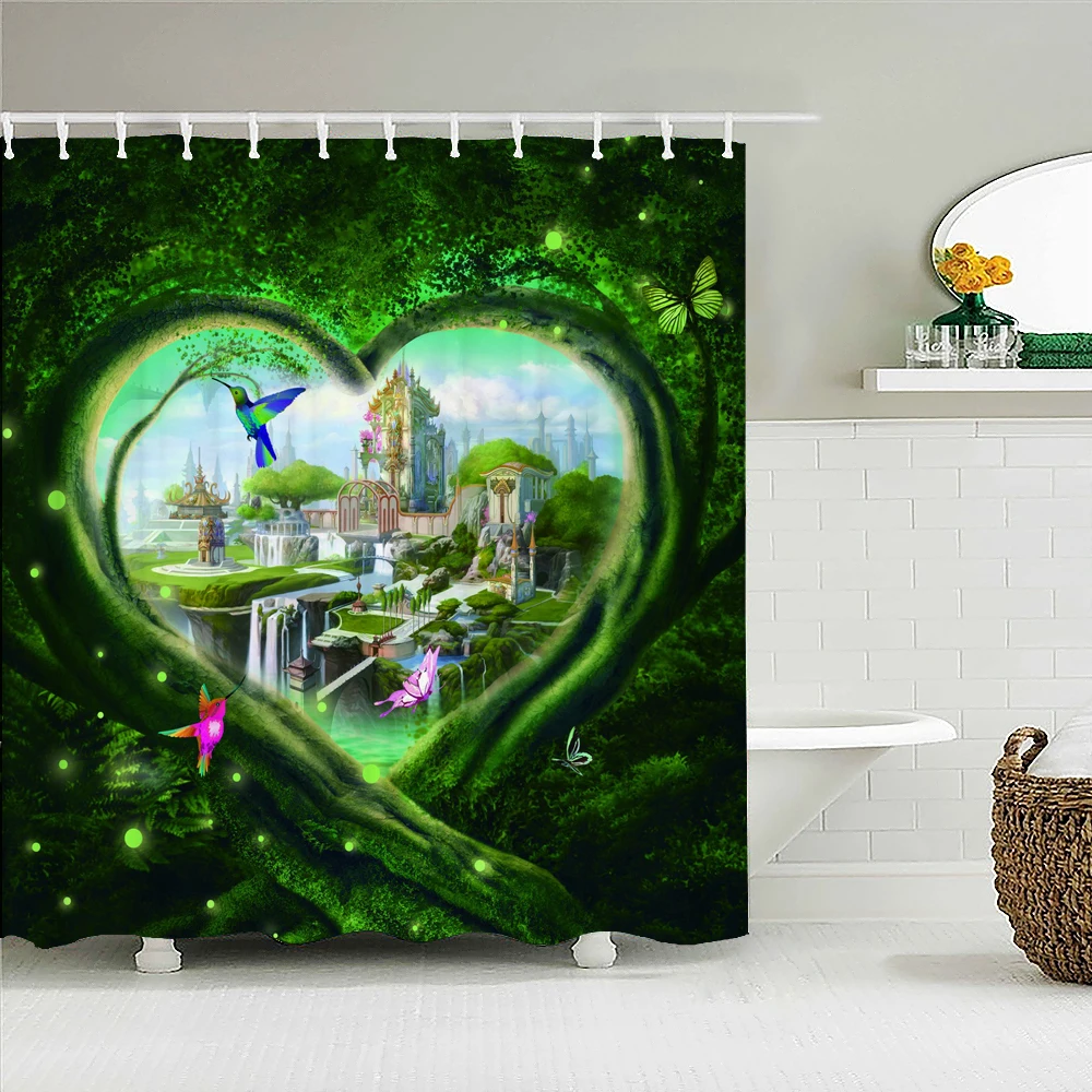 Fantasy Forest landscape Bath Curtain Waterproof Fabric Shower Curtains Cartoon Dream Bathtub Screen for Bathroom Home Decor