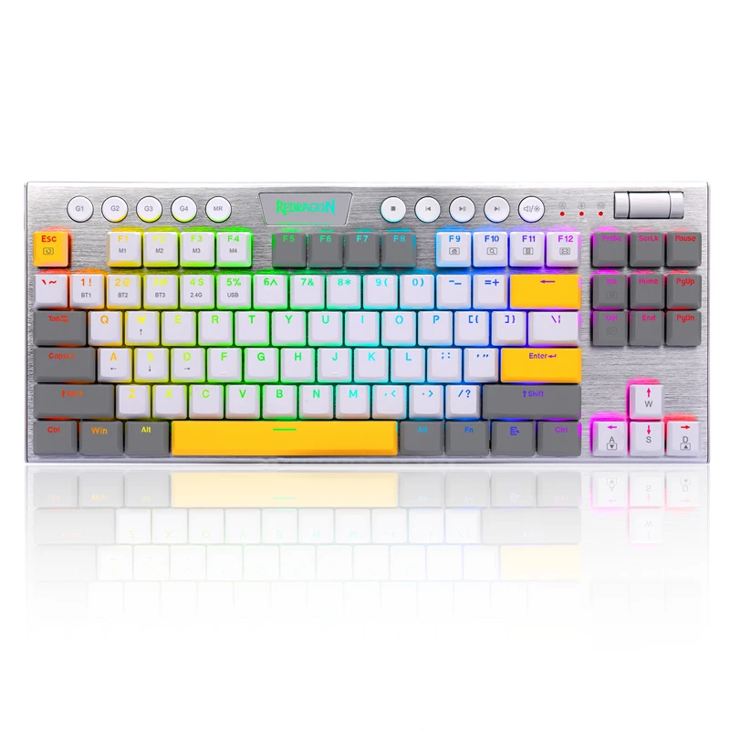 Redragon K621RGB Horus inalámbrico 5,0 Bluetooth/2,4G/con cable 3 modos ultrafino teclado mecánico para jugar de configuración baja 104 teclas