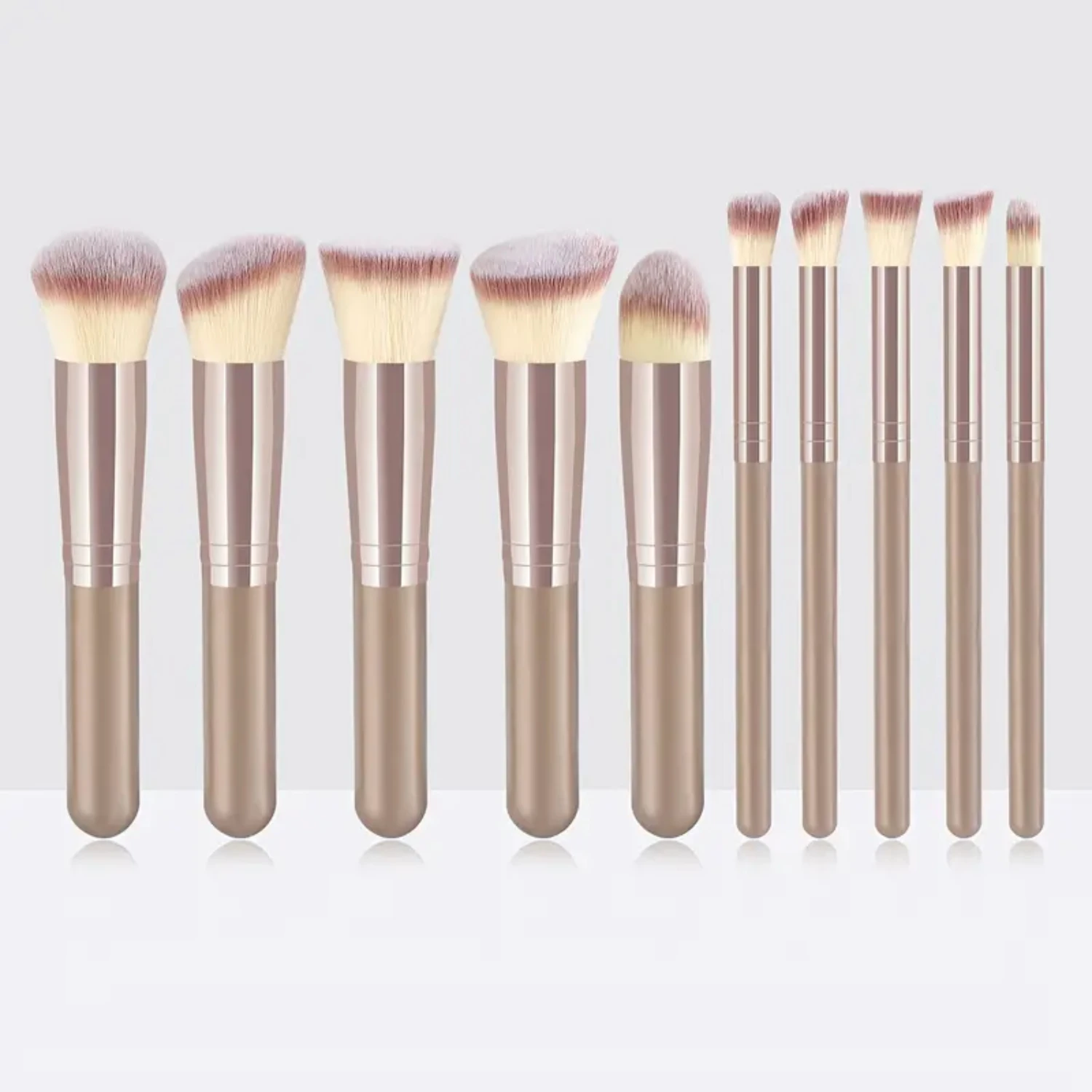 

Premium Synthetic Makeup Brush Set - 10 Pcs for Foundation, Powder, Concealer, Eye Shadows, Blush