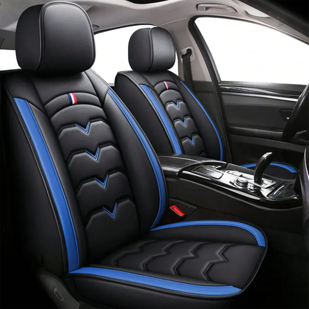 

Car Seat Covers Full Set PU Leather 5 Seats Front Rear Seat Cushion Waterproof Breathable Automotive Seat Protectors Airbag Comp