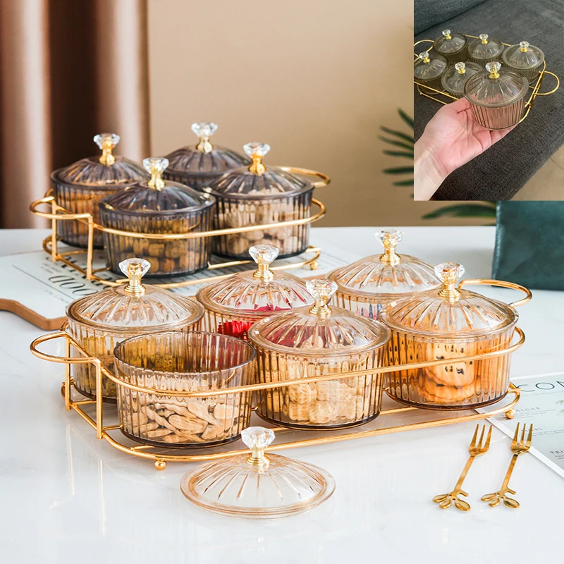 

Round Fruit Dish Nordic Dried Fruit Salad Plate Snack Dishes Snacks Grid Platos Preserved Fruit Tray Box Lid Bowl Seasoning Jar