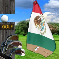 Toalla De Golf Bandera mexicana y golf/deportes monogramados en M 16x24in