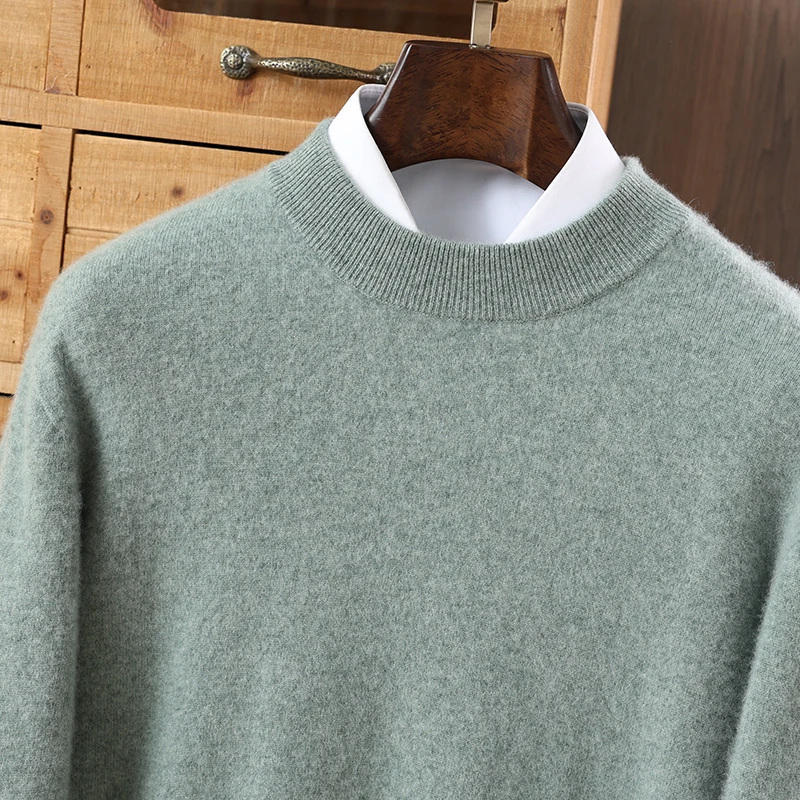 

Autumn And Winter New Men's Cashmere Sweater Semi-High Neck Thick Pullover Bottoming Shirt Casual Long Sleeve Bottoming Shirt