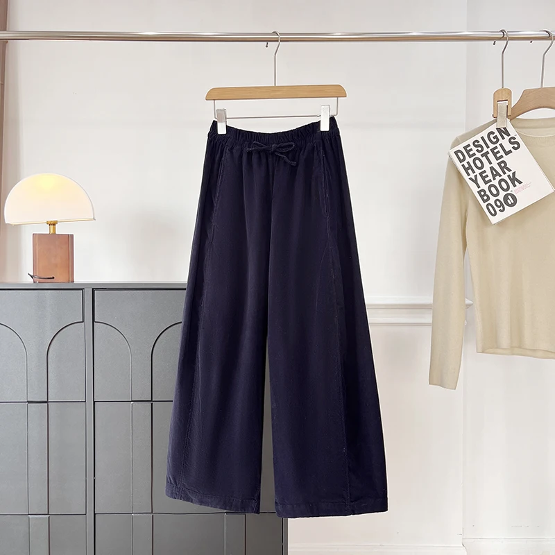 

Nordic mat Sle Wide Leg Pants Casual Corduroy Slim Fit Straight Cut Loose Comfortable High Waist Trousers for Women