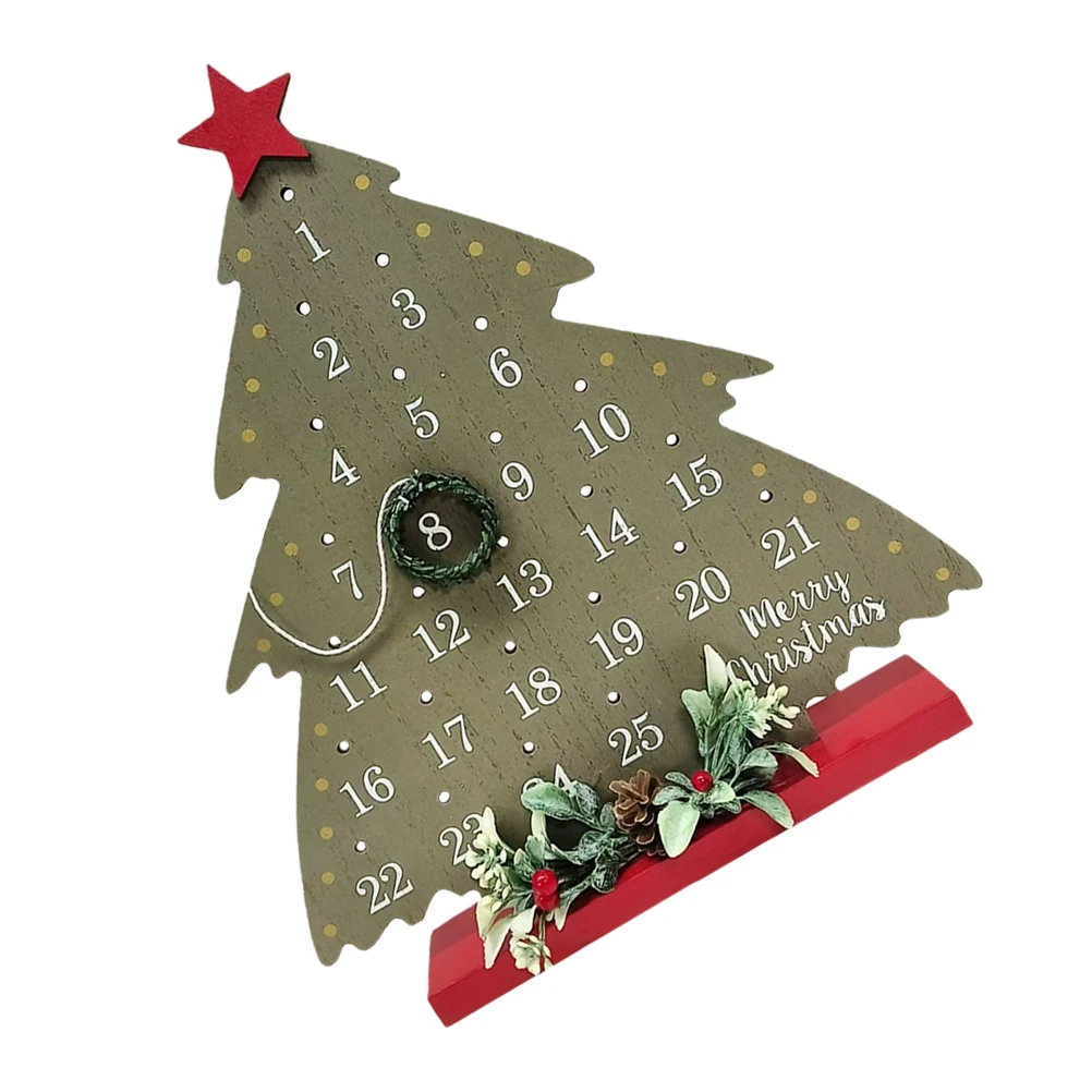 Christmas Countdown Calendar Wooden Advent Tabletop Decoration Xmas Tree Ornament Holiday Party Rustic Home Decor Countdown Wall - Image 4