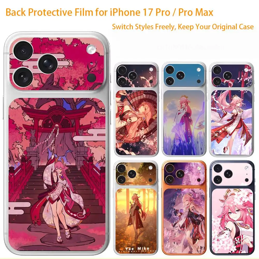 

Y-Yae Miko G-Genshin Impact Premium Skin Wrap for iPhone 17 Pro/Max, Back Frame Camera Protective Decal (Not Case)