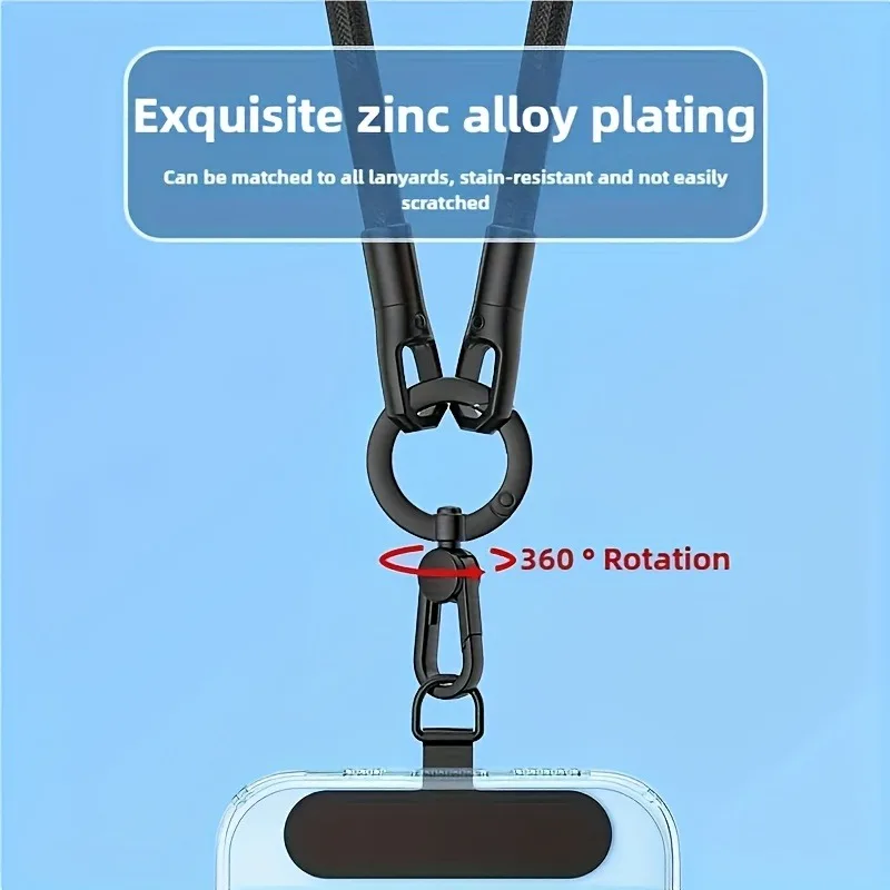 Stainless Steel Phone Lanyard Clip Patch 360° Rotatable Anti-lost Phone Case Hanging Rope Snap Detachable Ultra-thin - náhled 6