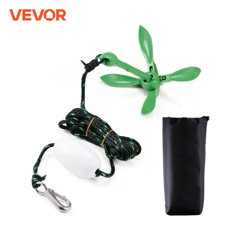 VEVOR Kayak Anchor Kit, 3.5 lb Paddle Board Anchor Kit with 26.2 ft/8 m Rope and Buoy, Folding Small Boat Anchor