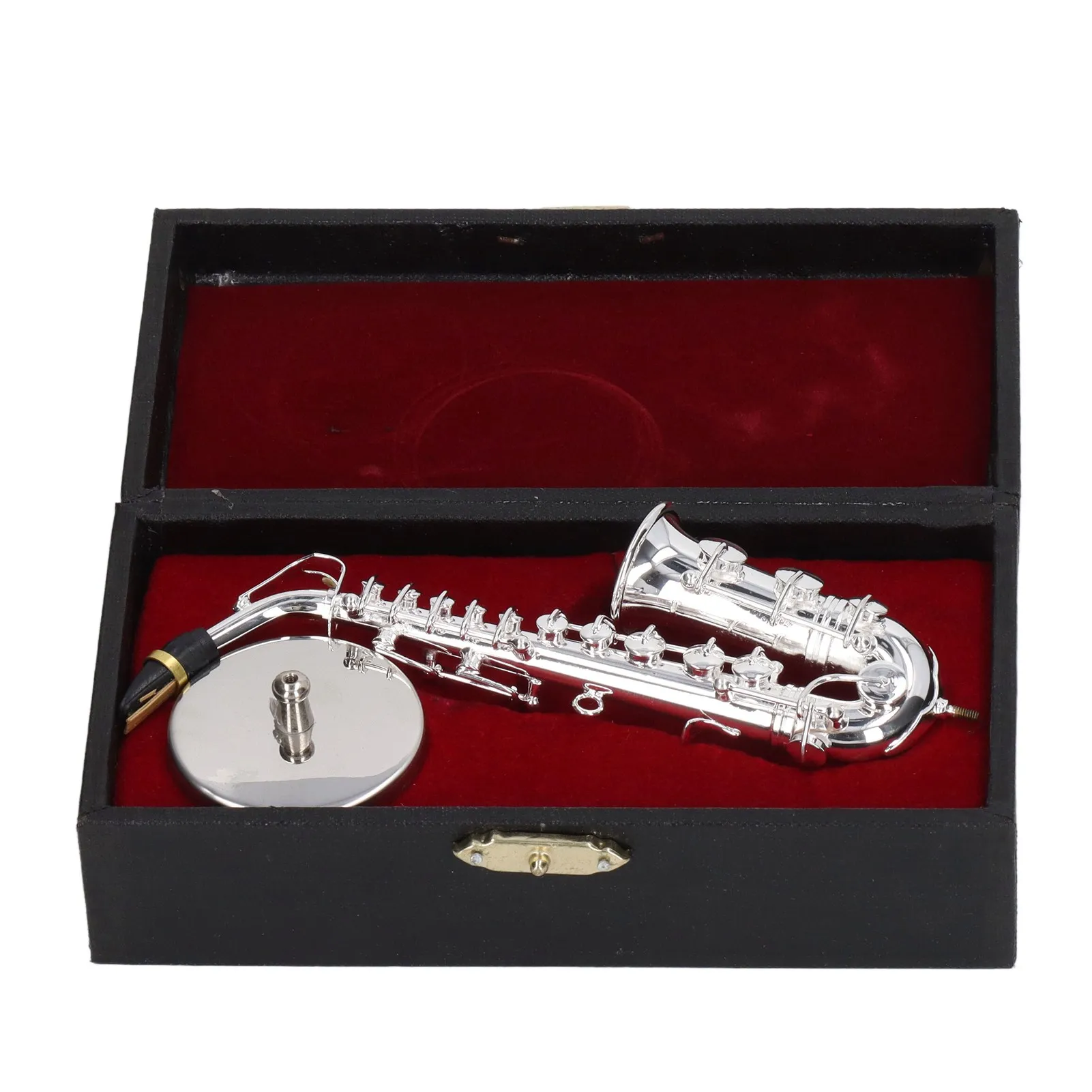 Alto Saxophone Ornaments Mini Sax Decoration Musical Instrument Model Gift With Box Base 14cm
