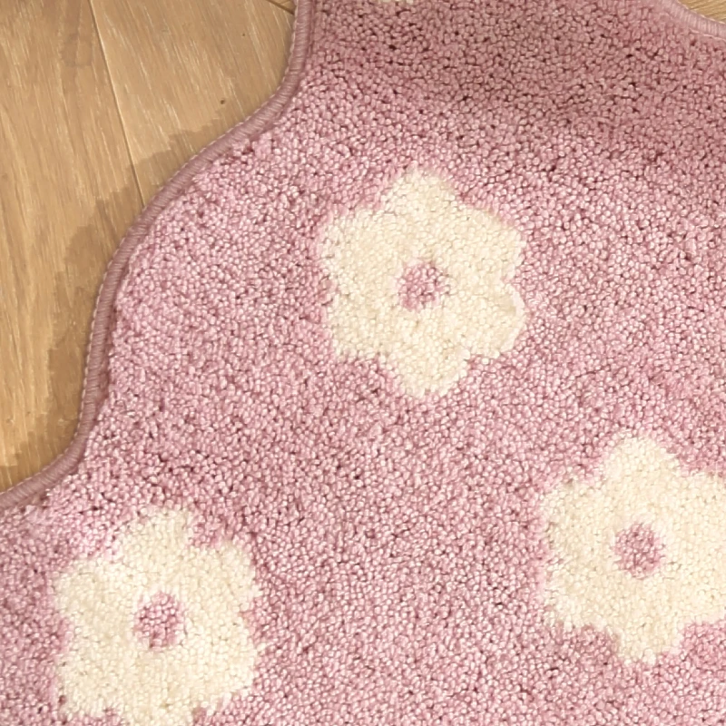 Ins Wind Flower Bathroom Absorbent Floor Mat, Household Bathroom imitation velvet Foot Pad Toilet Door Mat